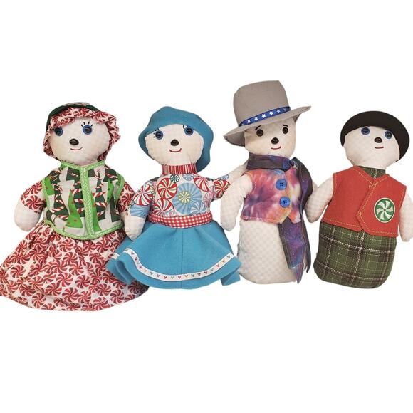 Vintage Handmade Snowman Dolls Plush 12" Merry Christmas - Picture 10 of 10